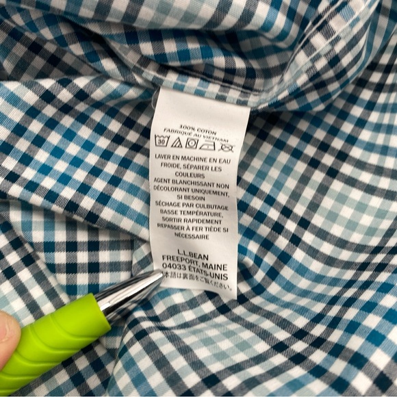 LL Bean Shirt Mens XXL Tall Blue Check Traditional Fit Preppy Classic Coastal - Picture 5 of 8
